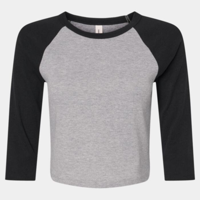 Women's Micro Rib Three-Quarter Raglan Sleeve Baby Tee Thumbnail