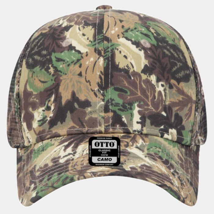 OTTO CAP Camouflage 6 Panel Mid Profile Mesh Back Trucker Hat Thumbnail