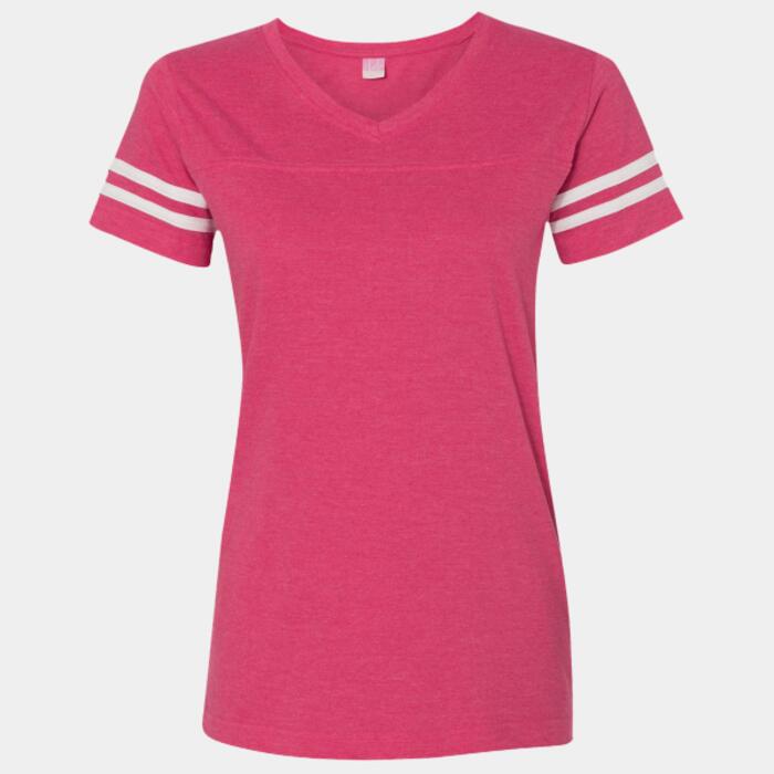Women's Football V-Neck Fine Jersey Tee Thumbnail