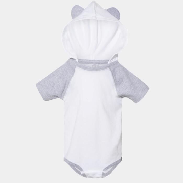 Infant Fine Jersey Raglan Bodysuit with Hood & Ears Thumbnail