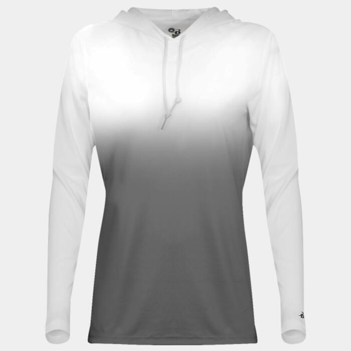 Women's Ombre Long Sleeve Hooded T-Shirt Thumbnail