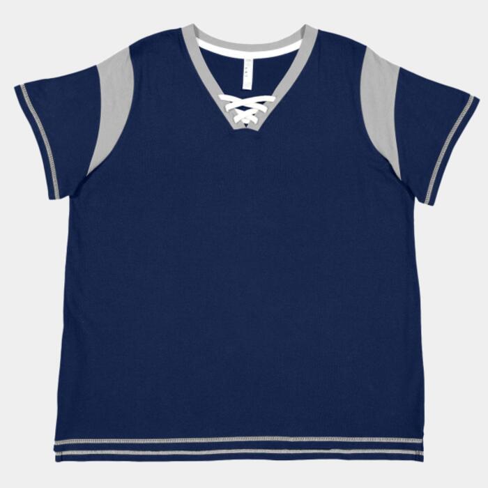 Women's Curvy Lace Up Fine Jersey Tee Thumbnail