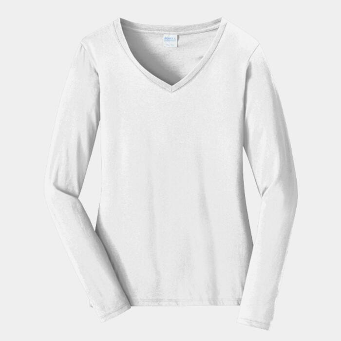 Ladies Long Sleeve Fan Favorite V Neck Tee Thumbnail