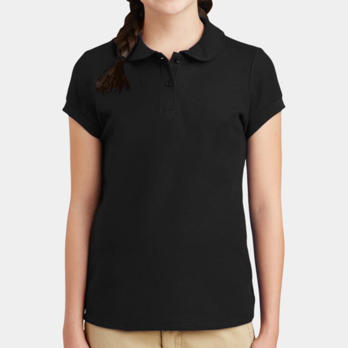Girls Silk Touch ™ Peter Pan Collar Polo Thumbnail
